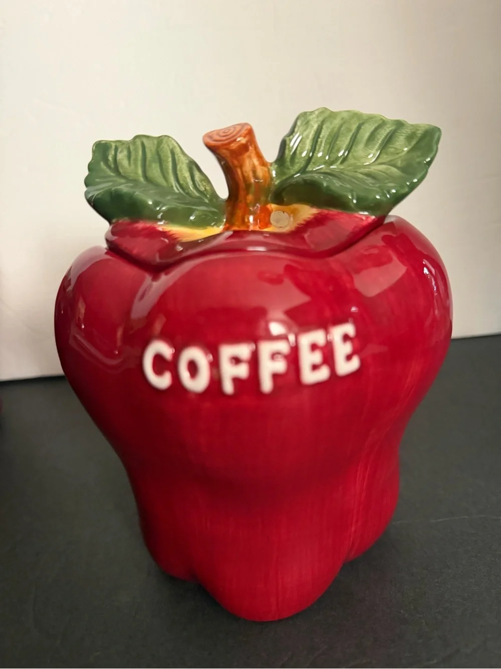 Red Apple Ceramic Tea Coffee Sugar Canister Set - Home Kitchen